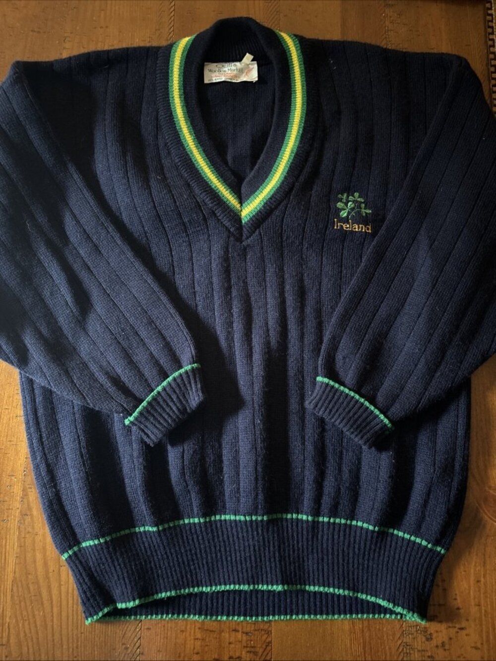 quills woolen market sweater Blue With Green Trim Size 44